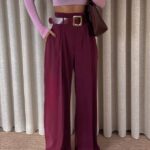 Ψηλόμεσο Παντελόνι Velour Μπορντό