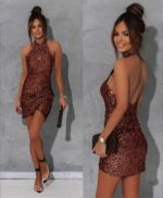 Φόρεμα  Shimmer Χάλκινο με Παγιέτες - Image 2