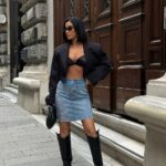 Τζιν φούστα Glow με στρας