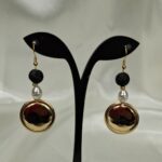 Σκουλαρίκια χειροποίητα με μαύρη πέτρα λάβας