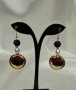 Σκουλαρίκια χειροποίητα με μαύρη πέτρα λάβας